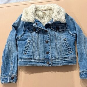 Cat & Jack Light Blue Jean Jacket with Cream Sherpa Collar